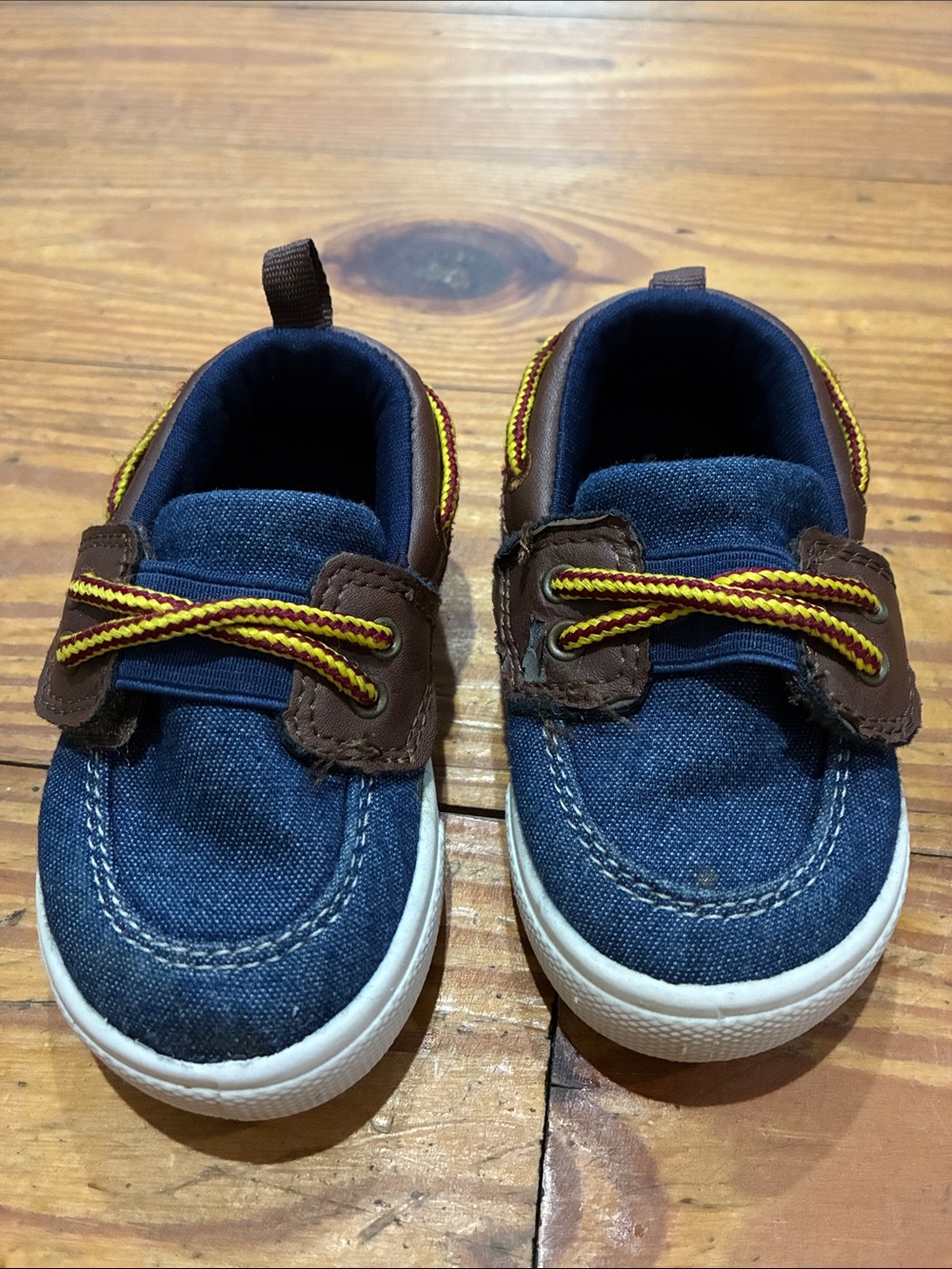 Carter's Navy Blue Canvas Kids Sneakers with Brown Trim
